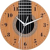 CIGERA 12 Inch Guitar Wall Clock - Silent Non-Ticking, Battery Operated, Music Themed Decor for Living Room, Bedroom, Office - Unique Gift for Musicians &amp; Guitar Lovers