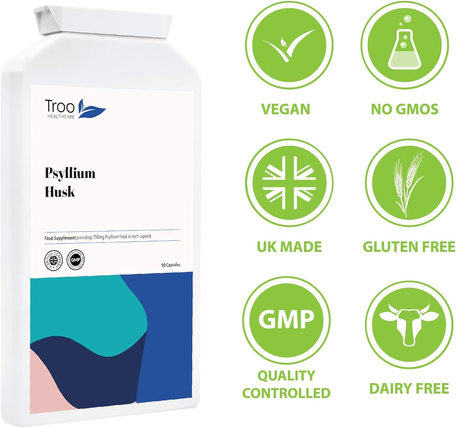 Troo Health Care Psyllium Husks Supplement (750 mg) - 90 Capsules - Suitable for Vegetarians and Vegans, Unidentfied - Image 4