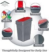 FINE STAR 50L Plastic Kitchen Recycling Bin With Lid Blue Office Waste Dustbin view 3