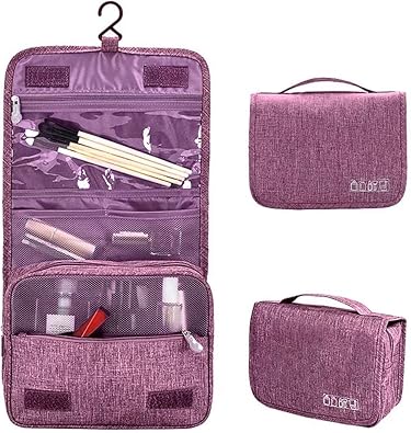 Amazon トイレタリーバッグ 吊り下げ コスメポーチ トラベルポーチ ハンギング フック付き 大容量 旅行用品収納バッグ 防水 小物整理 軽量 持ち運び便利 出張 海外 旅行グッズ 育児グッズ パープル シューズ バッグ