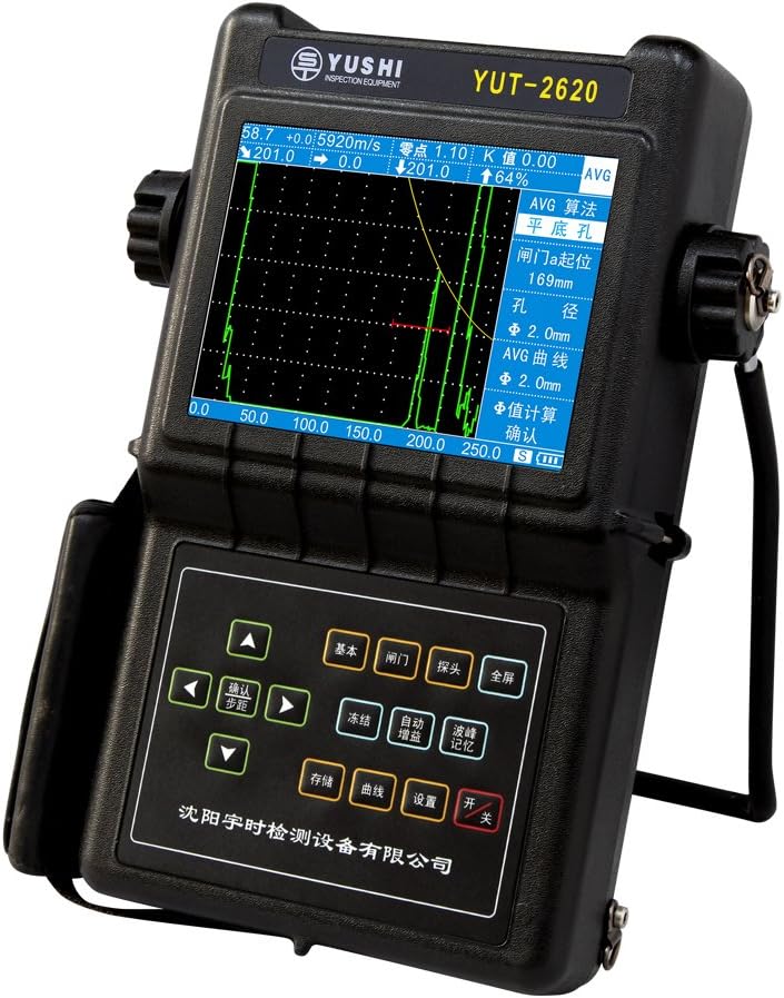 YUSHI YUT Portable Digital Ultrasonic Flaw Detector w/ one straight beam probe and one angle beam probe, Varies Probe/Transducer options available, Data Logger (YUT2620)