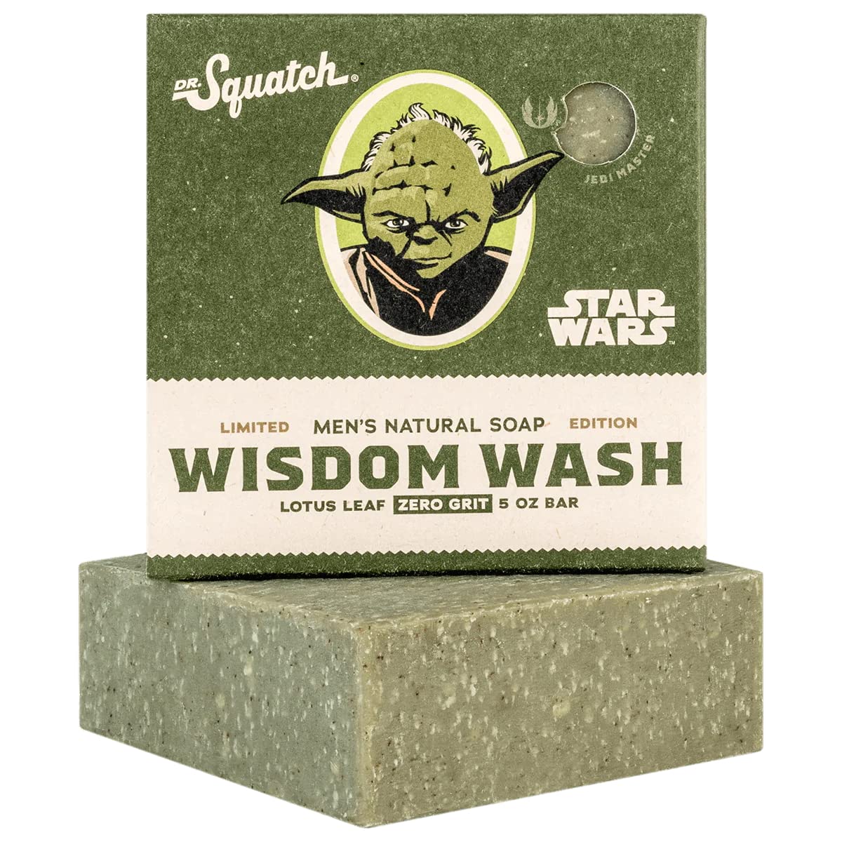 Dr. Squatch Mens Starwars Wisdom Wash Soap – Limited ! - All Natural Soap Bar for Men with Lotus Leaf, Fruit Oil and Coconut Oil – Bar Handmade in USA, 5.0 ounces, 1.0 count, Pack of 1
