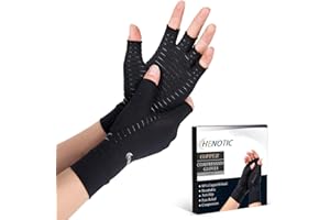 HENOTIC Copper Arthritis Gloves for Women Men, Fingerless Breathable & Moisture Wicking Arthritis Compression Gloves for Relieving Carpal Tunnel Aches, Rheumatoid Pains, Joint Swell