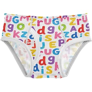 OTVEE Boys Underwear, Watercolor Colorful Alphabet ABC Cotton Kids Undies | 3D Pouch, Comfort Stretch Waistband , Soft, Child