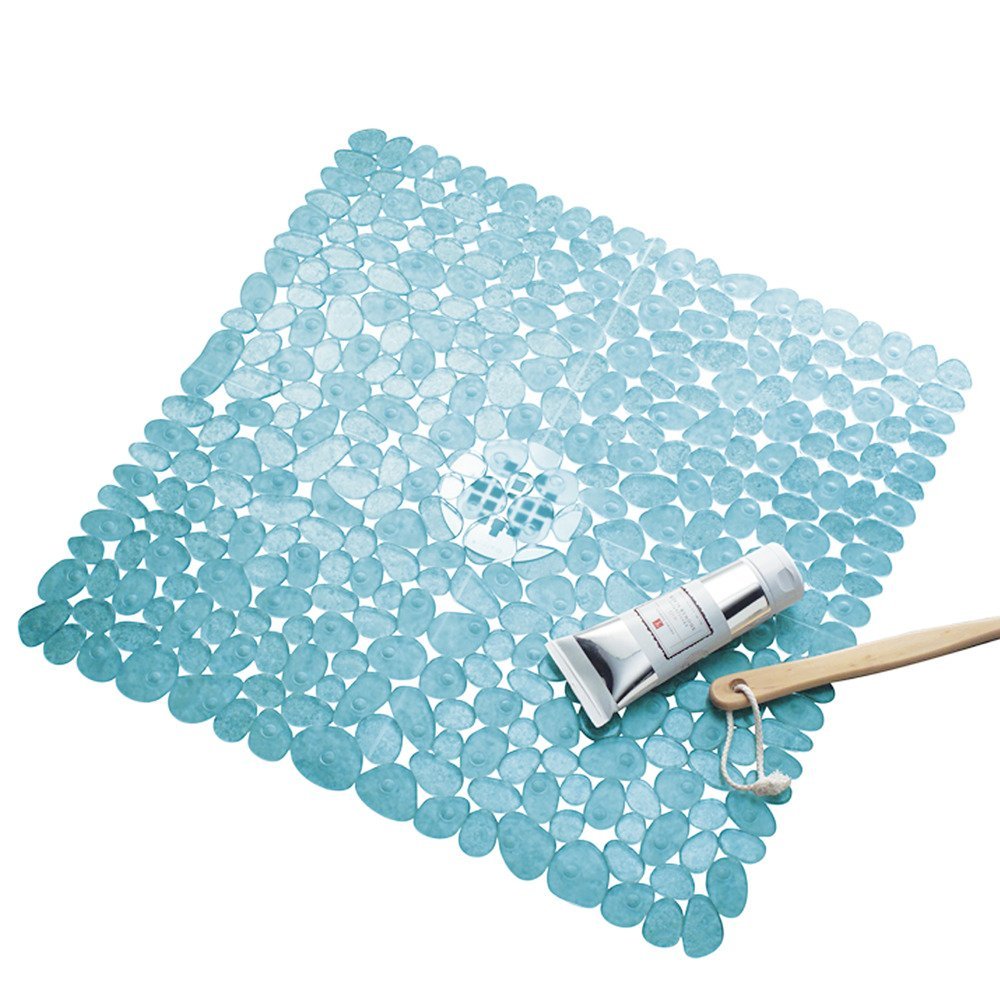 iDesign Pebblz Suction NonSlip Square Bath Mat for Shower, Bathtub