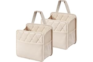 KOHUIJOO Car Seat Organizer, Backseat Car Organizer,2Pack Large Leather Waterproof Car Back Seat Organizer with Cup Holder Over Car Seat & Headrest Organizer Backseat Hanging Car Seat Holder Bags