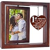 1st Anniversary Wedding Gift for Couple - 4x6 Rotating Picture Frame, Romantic Marriage Present for Wife/Husband, Sturdy Wood Frame