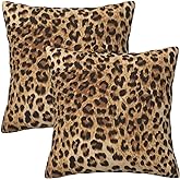 Tebjh Leopard Pillow Covers 20x20 in Sets of 2 Couch Pillow Case Modern Decorative Square Throw Pillows for Home Living Room Bedroom Bed Cushion