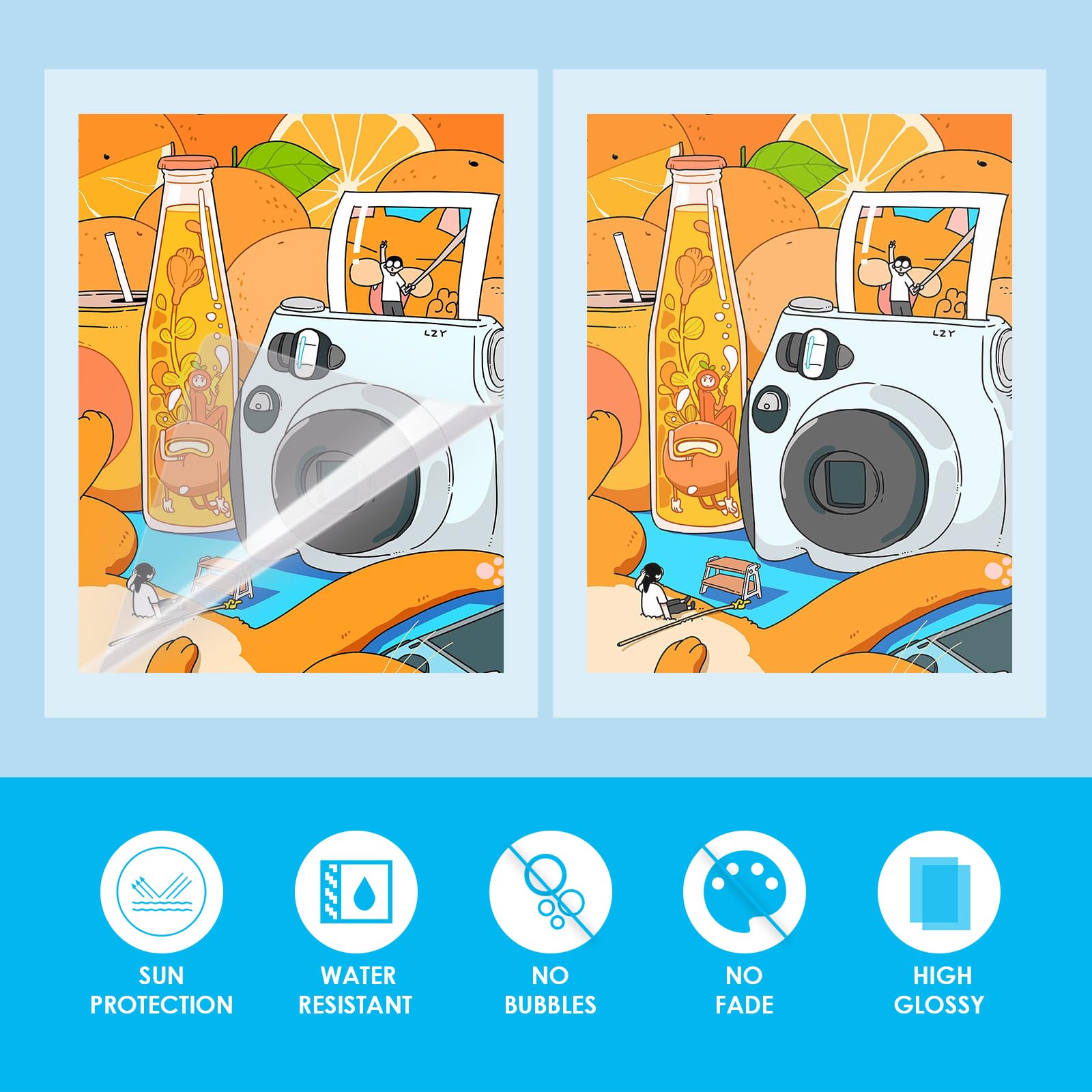 HTVRONT Self Adhesive Laminating Sheets - 50 Sheets, 9 x 12 Inches, No Machine Needed, Clear