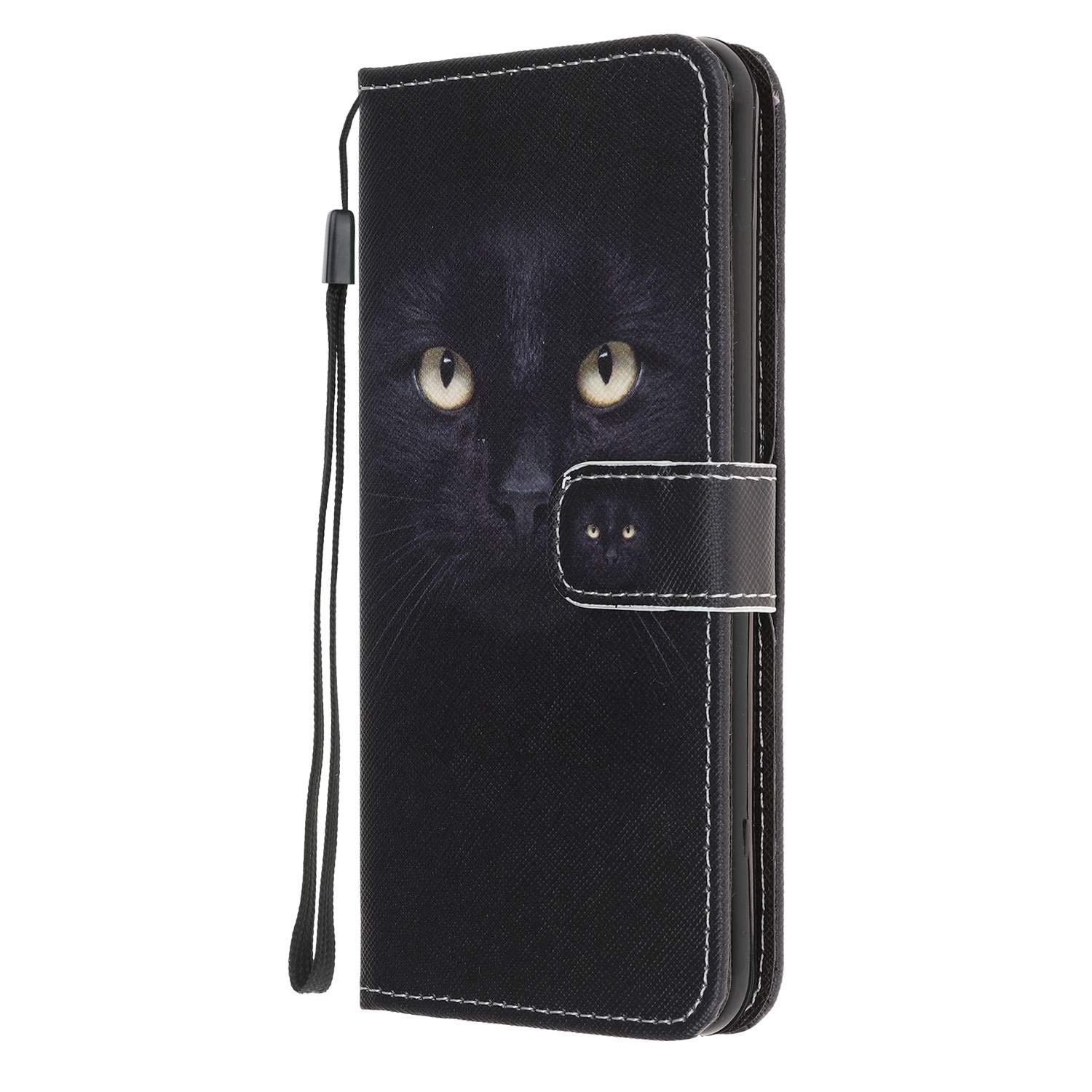Draamovl Samsung A12 Case Leather,Protective Flip Wallet Card Slots Bumper with Painted Magnetic Clasp Kickstand Cover for Samsung Galaxy A12,Cat Eyes