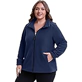HHE Women Plus Size Fleece Jacket Zip Up Lightweight Soft Polar Fleece Jacket