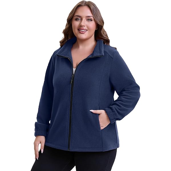 Woman Within Plus Size Zip-Front Microfleece Jacket Long Oversized