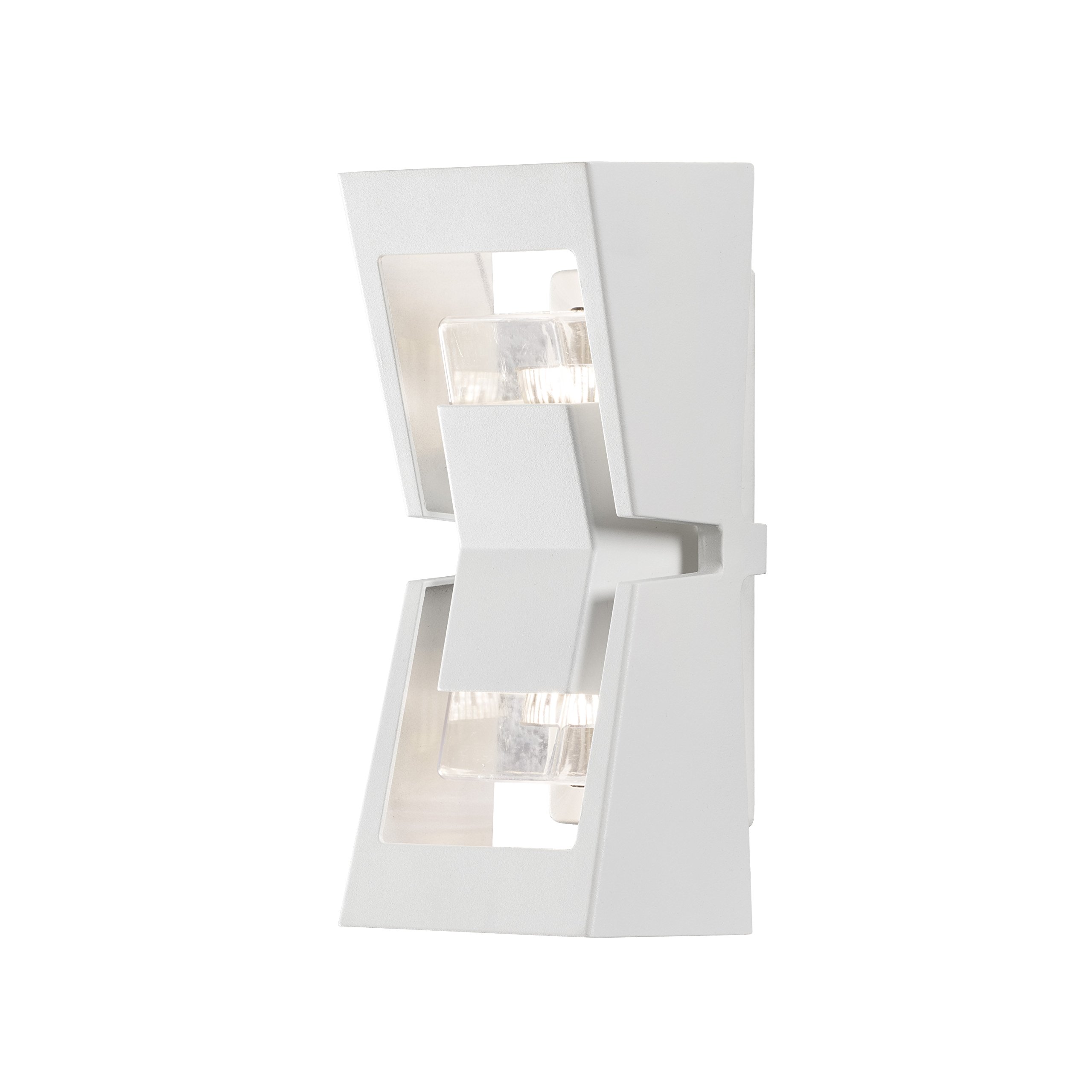 Konstsmide Potenza Easy Fit Single Up Down Outdoor Lantern/2 x 6 W Max GU10 (Not Included) Wall Lamp/Clear Acrylic Glass/Aluminium/IP54/Outside Light Matt White, 7955-250