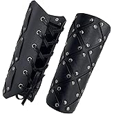 HiiFeuer Medieval Brigandine Arm Guards, Mercenary Faux Leather Gauntlet, Vintage Renaissance Knight Arm Bracers