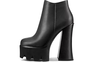 Castamere Women Chunky Block High Platform Heel Round Toe Ankle Boots Short Bootie Slip-on Zipper Dress Party Boots