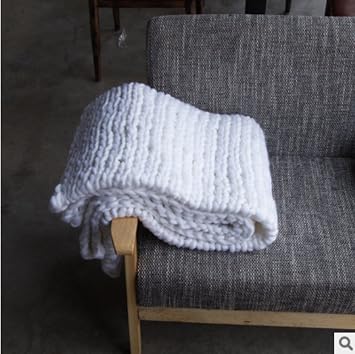 Wkaijcg Wollgarn Strickdecke Handgemachte Grob Gestrickte Decke