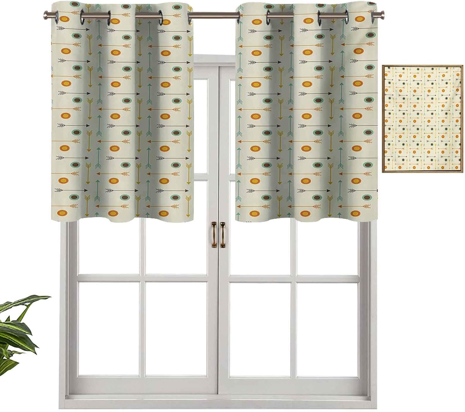 Cenefa recta de cortina con ojales, patrón geométrico nativo americano
