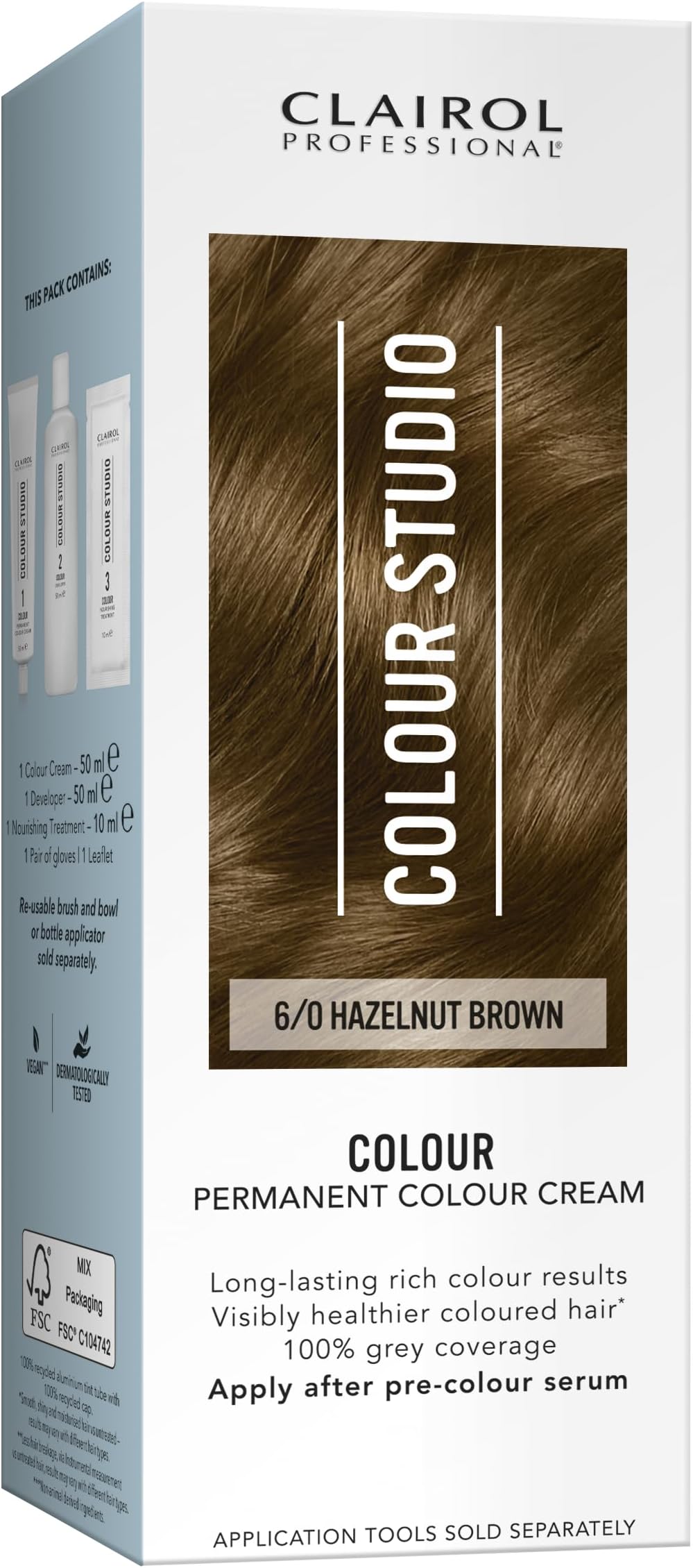 Clairol Colour Studio Permanent Colour Cream Hazelnut Brown 6/0 50ML