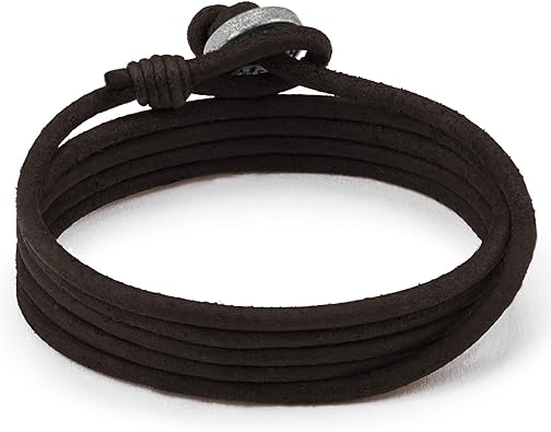 Men/'s Genuine Brown Leather Wristband Multi Cord Bracelet Surfer Magnetic Clasp