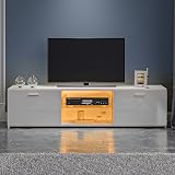 Panana TV Unit Stand Cabinet 2 Doors LED RGB Lights 75 Inch Black view 1