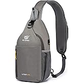 SKYSPER Sling Bag Crossbody Backpack - Chest Shoulder Cross Body Bag Travel Hiking Casual Daypack for Women Men(Khakigrey)