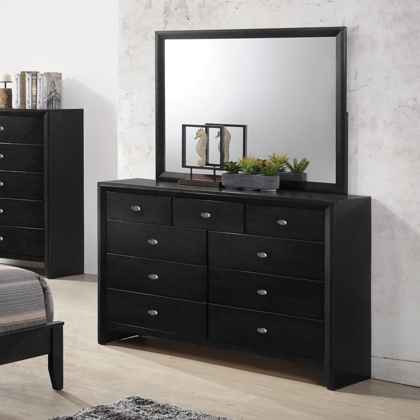 Gloria Black Finish Wood Dresser And Mir Buy Online In Mauritius At Desertcart