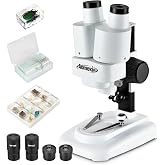 Aomekie&reg; Microscope 20X 50X with 10Pcs Slides Insect Specimen Stereo Microscope with WF eyepieces LED Light Source Portable Stereoscope 12Pcs Mineral specimens