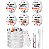 JUPEAN 1 mm Stretchy Bracelet String Elastic String for Bracelet Making Easy to Knot with Jewelry Making Supplies Beading Needles and Container for Storage
