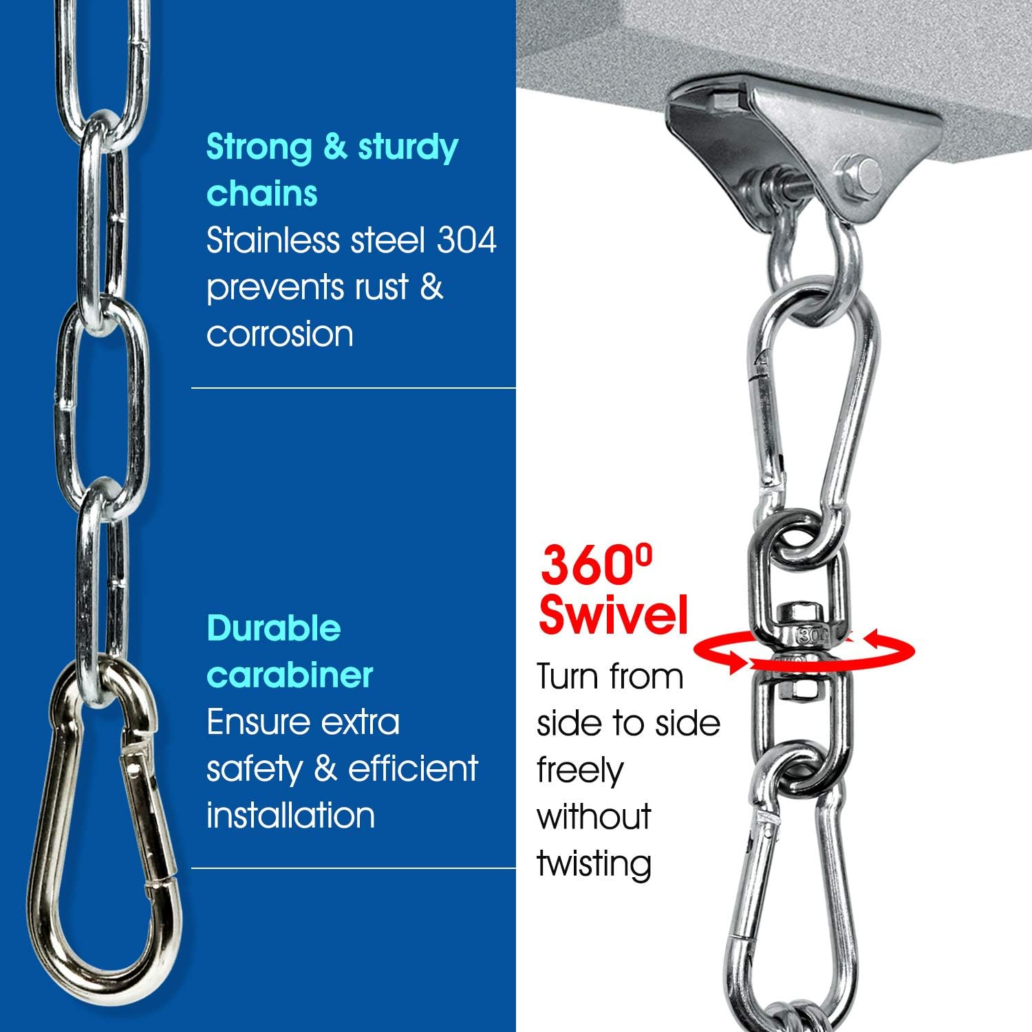 Yes4All Heavy Bag Swivel Chain with 4 Snap Hooks - Boxing Swivel Chain - Support up to 150 lbs : Punching Bag Hangers : Sports & Outdoors