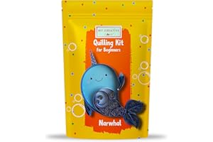 MY CREATIVE CAMP Beginner Narwhal Quilling Kit -DIY Paper Quilling Kit for Kids & Adults,Paper Craft Kit,Crafts for Adults,Party Favor,Christmas Stocking Stuffer,1 Project with Instructions & Supplies