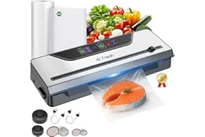 DR.FRESH 90Kpa Vacuum Sealer for Food,10-in-1 Food Fresh Saver Vacuum Sealer Machine V30 with Mason Jar Kit,Built-in Cutter,Digital Timer,Dry&Moist Modes,Include Bags&Hoses,Gift for Mom Wife Grandparents Chef