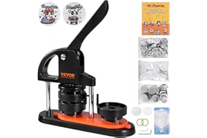 VEVOR Button Maker Machine, 2.25 inch/58mm Pin Maker with 100pcs Button Parts, Button Maker with Panda Magic Book, Ergonomic Arc Handle Punch Press Kit, for Children DIY Gifts and Christmas