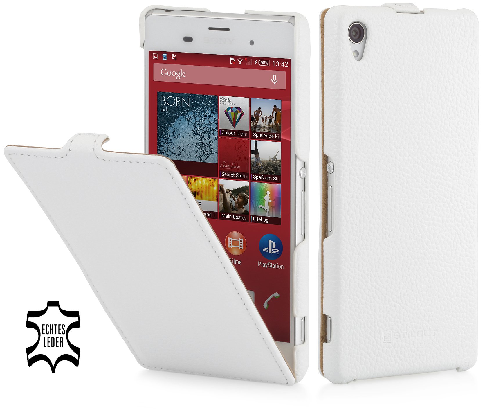 StilGut® UltraSlim, Leather Case for Sony Xperia Z3, White