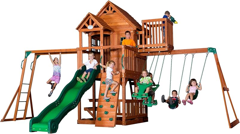 Amazon Com Backyard Discovery Skyfort Ii All Cedar Wood Swing Set