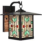 HomeBeauty WL0003 Tiffany Style Outdoor Wall Light Fixture Stained Glass Exterior Waterproof Wall Sconce Lamps for Balcony Ai