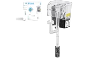 LAQUAL 5 Gallon Aquarium Filter with Surface Skimmer, Small Quiet Fish Tank Filter, Biochemical Cotton Filtration & Adjustable Water Flow, Waterfall Design for Increasing Oxygen, Hang on Back Filter