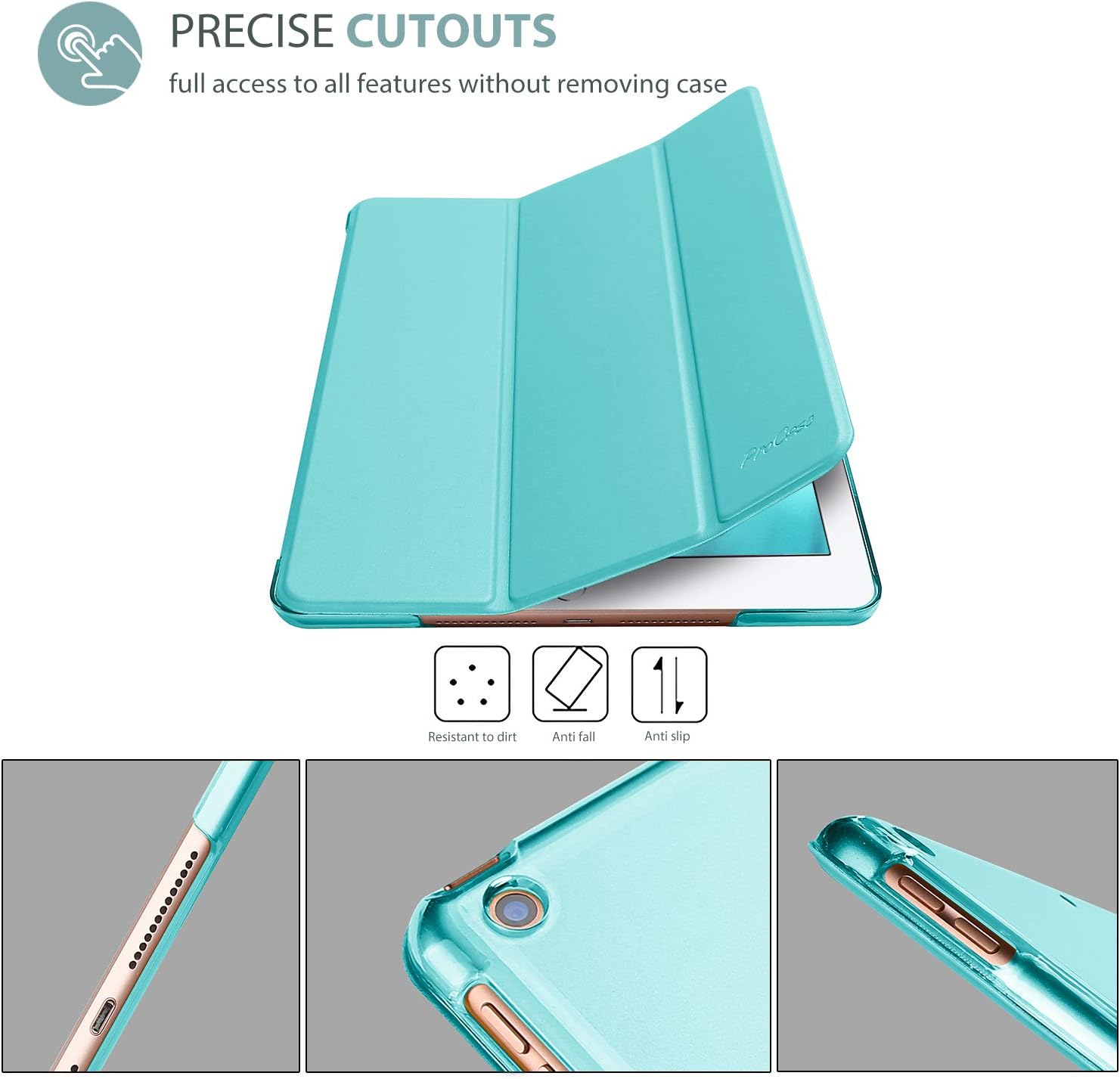 ProCase Smart Case for iPad Mini 5th Generation(2019 Model), Lightweight Cover with Auto Sleep/Wake for iPad Mini 5 -Aqua - Image 4