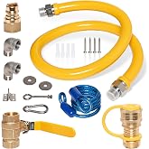 3/4"&times;60 inch Commercial Gas Hose Connector Kit,1675kit60 Safety System Kit | Mobile Gas Line Hose with 3/4" Quick Disconnect 3/4 Gas Flex Line 2 Elbow Fittings for Kitchen Equipment Restraining Devices