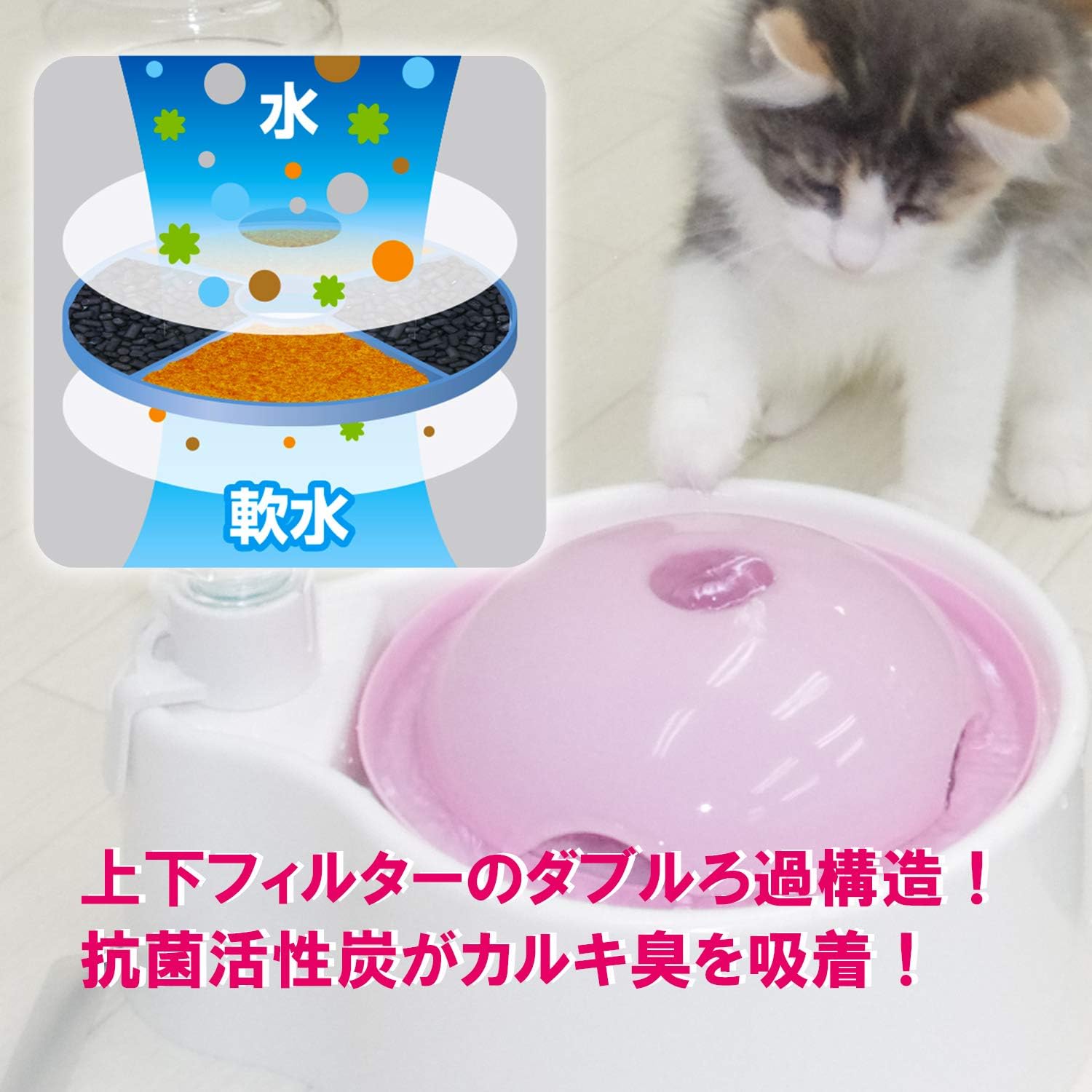 Amazon マルカン 他社製品にも使える アクアサーバー軟水化フィルター 猫用 2枚 1枚 マルカン 給水器 ウォーターボトル 通販