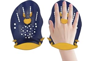 UCEDER 2pcs Swim Hand Paddles for Lap Swimming Training, Adjustable Elastic Straps Swim Gear for Adults & Kids - Improves Speed, Form & Stroke Technique