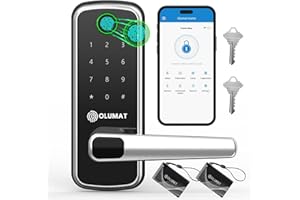 Smart Door Lock, OLUMAT Keyless Entry Door Lock Fingerprint Door Lock with Keypad Digital Lock with Handle for Home, Rental, Garage, Office and Hotel