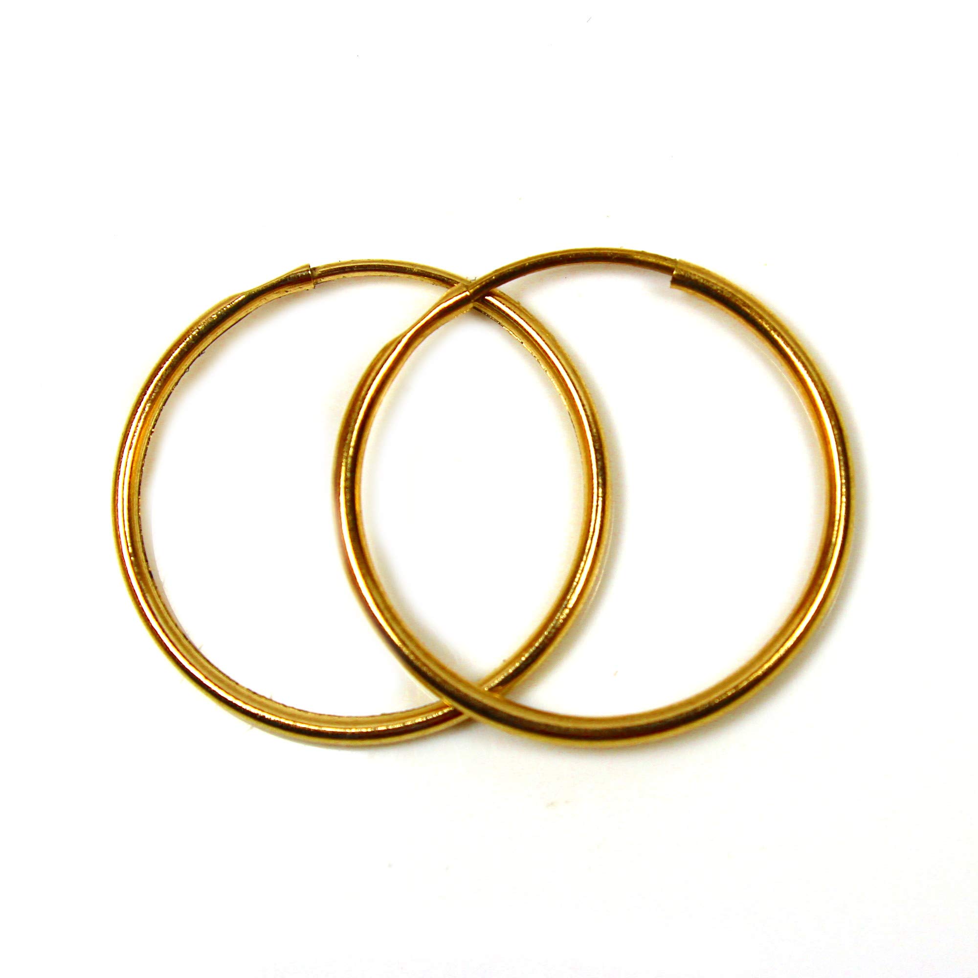 Arranview Jewellery Pair of 14mm 9ct gold sleeper hoop earrings. Plain finish and medium weight