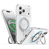 Niunisi for iPhone 17 Pro Case 6.3-Inch with Magnetic 360° Ring Stand Compatible with MagSafe Crystal Clear Shockproof Protective Phone Cover 6.3" 2025, Clear