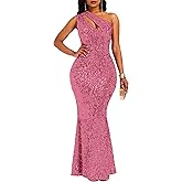 VERWIN Sequins Fashion Sleeveless Oblique Collar Mermaid Women's Maxi Dress Bodycon Dress Party Dress