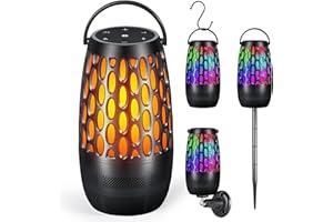 DEHIKEWELL Upgraded Outdoor Speakers with Flame & RGB Lights, 10W HD Stereo, Bluetooth 5.3 Auto-Pairing, Multi-Sync 100+ Speakers, IPX6 Waterproof, Perfect for Patio, Pool, Party | Gifts for Men & Women(1Pack)