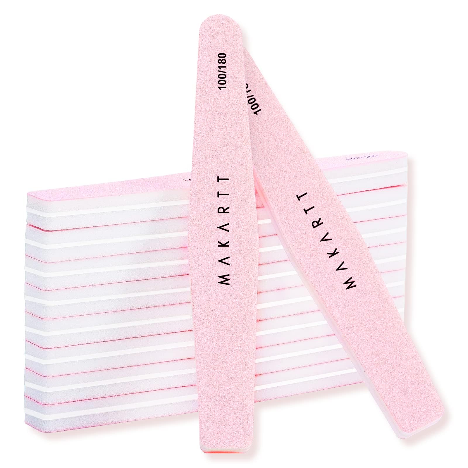Makartt Nail Buffer Blocks - 10 PCS Professional Nail Files Double Sided Emery Board(100/180 Grit) Smoothing and Polishing Removes Ridges Instant High Gloss Shine, Easy to Use Manicure for Home Salon