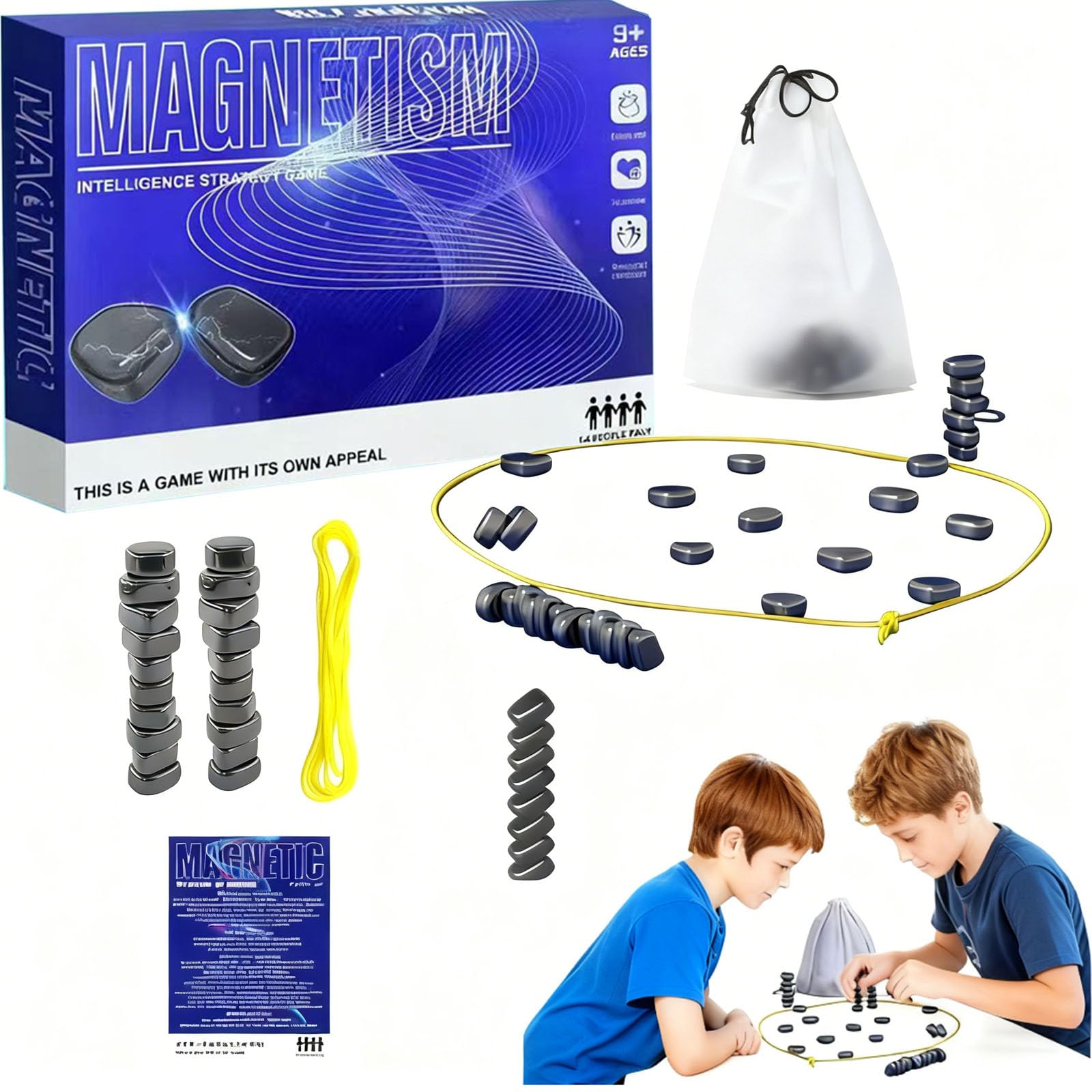 Magnetic Chess Game, Magnet Game, Adjustable Rope & Storage Bag Party Supplies for Family Gathering & Board Game for Christmas and Birthdays ﻿