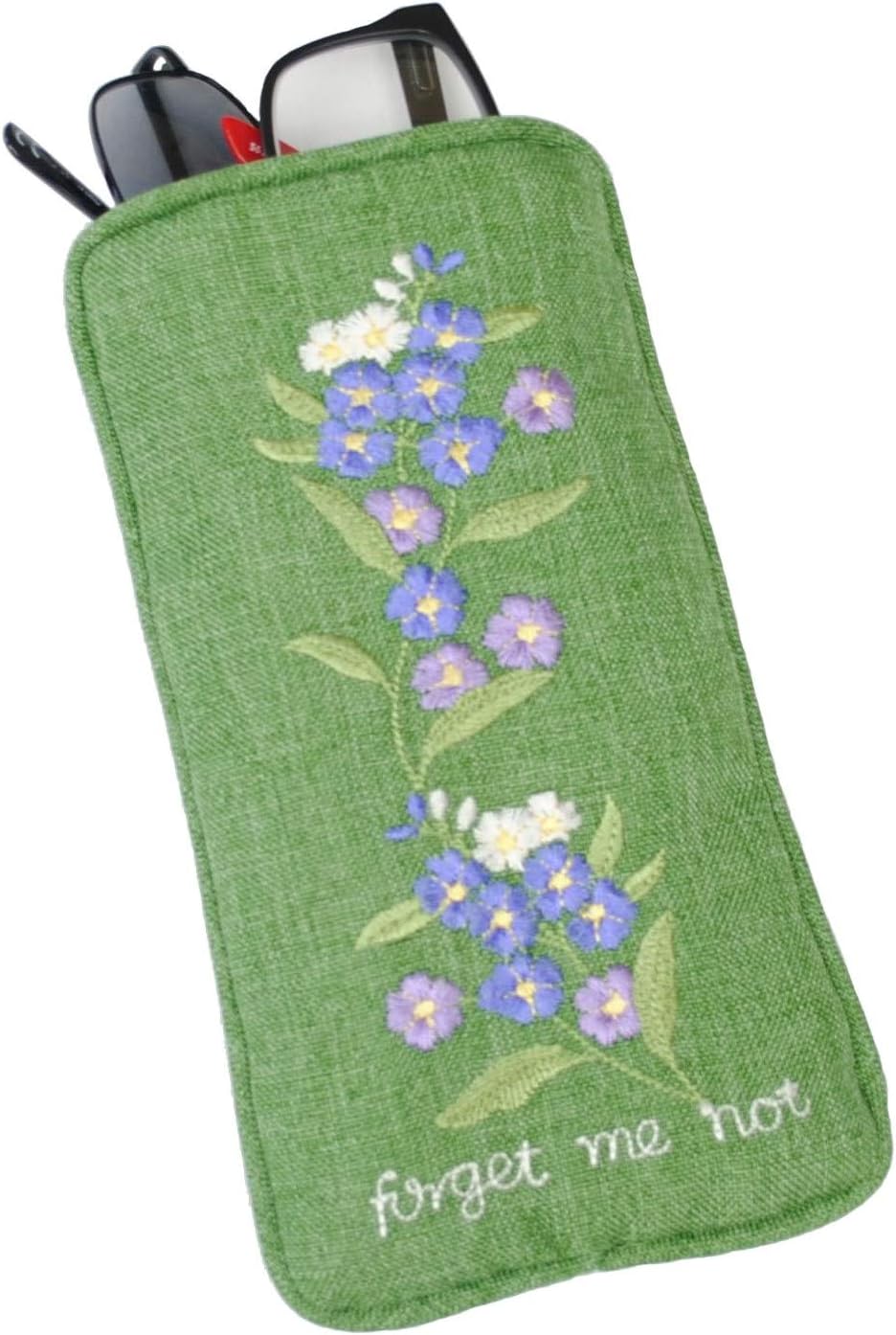 Justina Claire Double Spectacles Case in a Forget-me-Not Design, Purple, 17.5 x 10 cm (7 x 4")