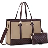 LOVEVOOK Laptop Tote for Women 15.6 Inch Canvas, Large Capacity Work Bag With Clutch Purse, Computer Office Business Briefcase, Casual Handbag for Travel College Teacher School