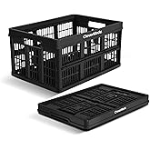 CleverMade Collapsible Utility Crates-Obsidian 1pck 45L / 11 Gal holds 66 lbs - Stackable Containers Heavy Duty Capacity Crates - Space-Saving Baskets